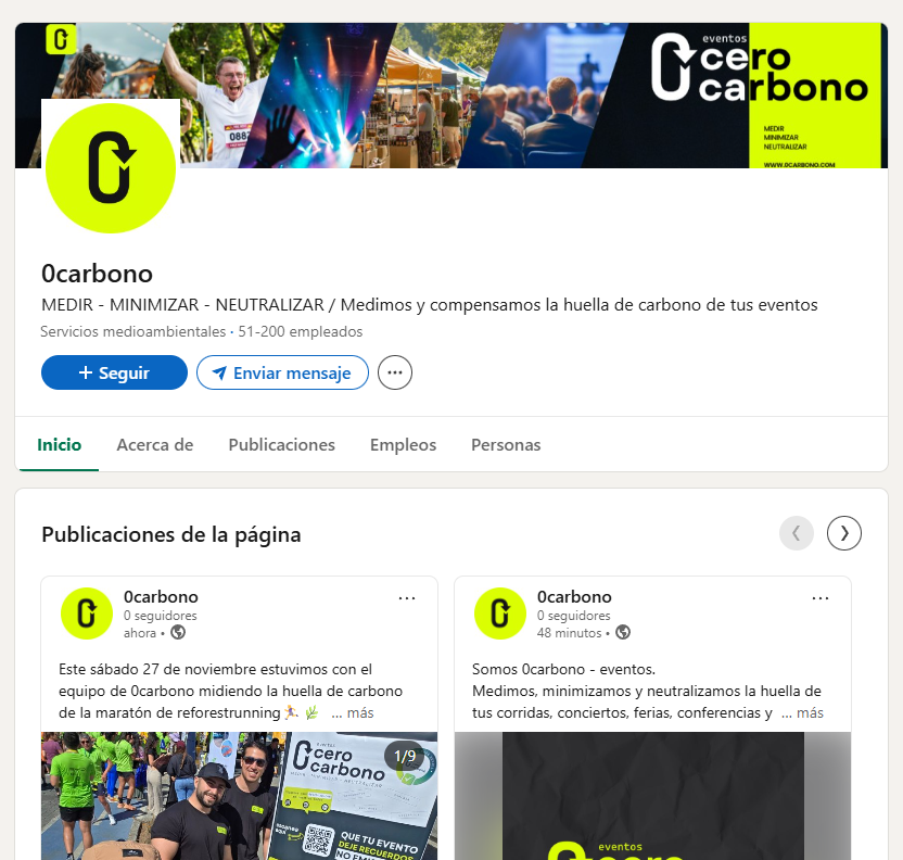 Siguenos en LinkedIn como 0carbono